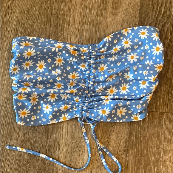 SHEIN Blue Floral Crop Top - Picture 1 of 4